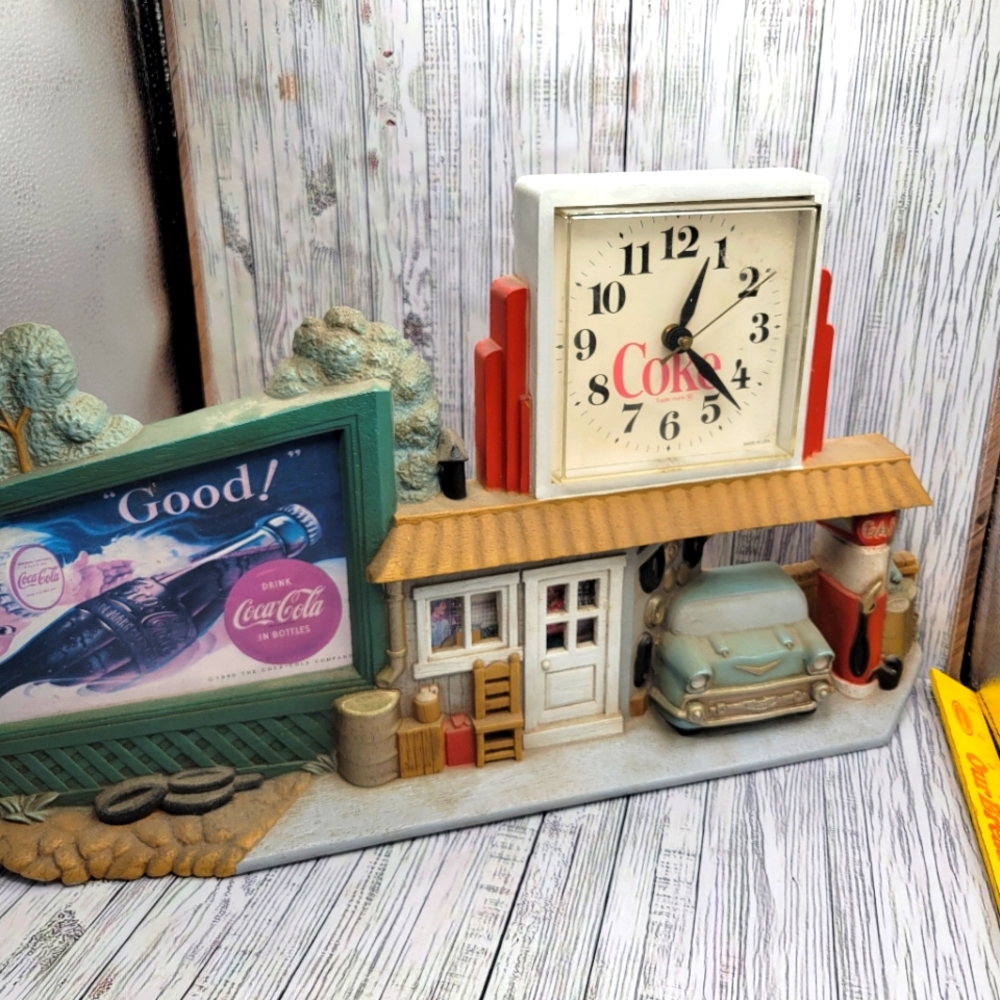 Vintage Coca Cola Novelty Clock Gas Station 